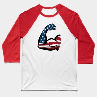 American Pride USA Flag Arm Flex Baseball T-Shirt